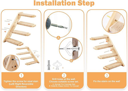 Cat Wall Furniture Set, 2PCS Cat Shelves &amp; 2PCS 4 Steps Wall Shelves Stairs Tower Climbing Scratching Perches for Climbing Sleeping, Playing