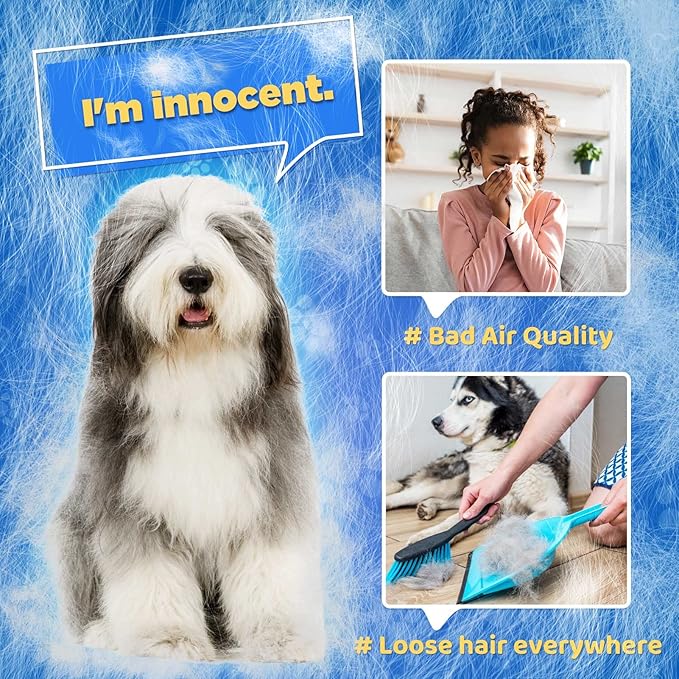 Pet Hair Remover Glove - Gentle Pet Grooming Glove Brush - Deshedding Glove - Massage Mitt with Enhanced Five Finger Design - Perfect for Dogs &amp; Cats with Long &amp; Short Fur - 1 Pack (Right-Hand), Blue