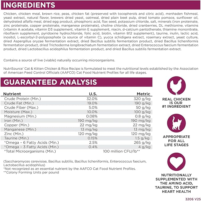 NutriSource Cat &amp; Kitten Food, Chicken and Rice, 4LB