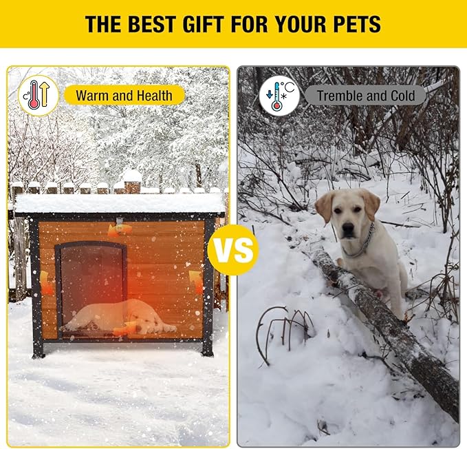 Aivituvin Outdoor Dog House with Insulated Liner Waterproof Dog Kennel for Winter Cat House for Small &amp; Medium &amp; Large Dogs,Cats,Unique All-Around Iron Frame