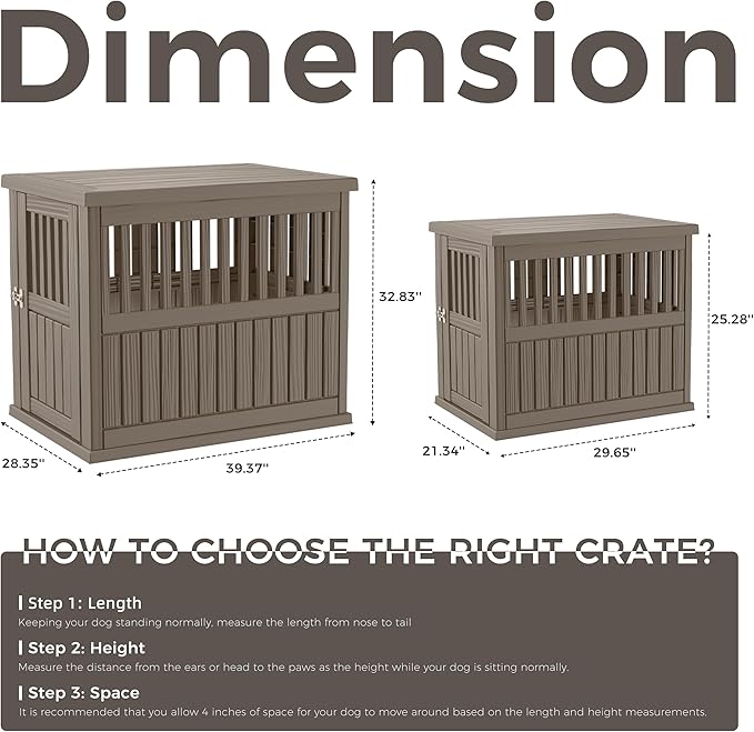 Dog House - Resin Outdoor Dog Kennel with Ventilated Design, Waterproof Dog Bed Shelter for Backyard, Garden &amp; Patio
