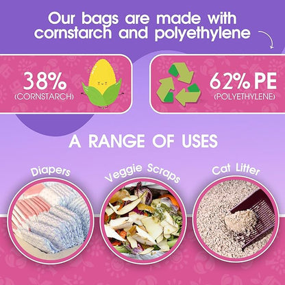 Pet N Pet 720 Counts Lavender Scented, Colorful Poop Bags for Dogs, 38% Plant Based &amp; 62% PE Dog Poop Bags Rolls, Extra Thick Dog Waste Bag, Doggy Bag