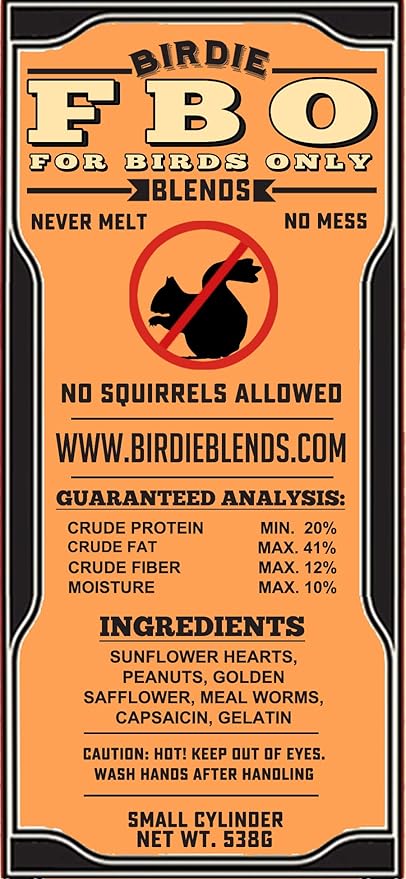 FBO: for Birds Only Wild Bird Seed 4" Cylinders - Squirrels Don&