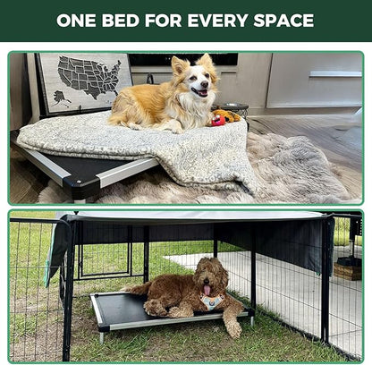 FXW TitanNest Chew-Proof Elevated Dog Bed, Raised Cot for Indoor/Outdoor/Camping Use, Durable &amp; Waterproof Cooling Pet Bed for Medium Dogs, 41.0" L x 27.0" W x 5.0" H, Black