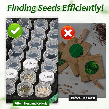 Seed Storage Box, Portable Seed Saving Box, Sturdy Seed Organizer Kit Seed Envelopes Funnel Label, Seed Container for Flower Plants Vegetable Seed, L-120 Slots