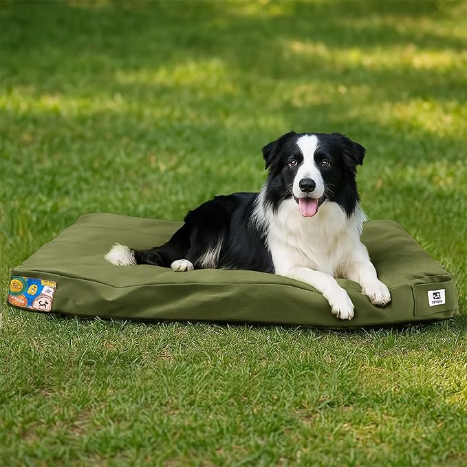 Sytopia 36-Inch Canvas Outdoor Dog Bed, Waterproof &amp; Washable with Removable Cover, Ideal for Medium &amp; Large Dogs, Chew-Proof Great for Indoor, Outdoor, Crate, or Patio Use (Green)