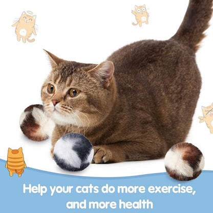 Skylety 8 Pieces Cat Pom Poms Ball with Catnip Soft Cat Balls Toy Large Plush Fuzzy Artificial Balls Faux Fur Patch Puff 2 Inches for Kitten Pet Interactive Chasing Playing Exercising Indoor