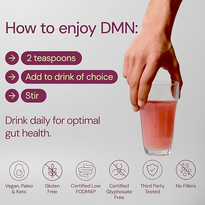 DMN (Daily Microbiome Nutrition), 6 Oz, Plant-Based Fiber Powder with 3 Different Prebiotics, Helps Digestive &amp; Gut Health, Low FODMAP Supplement, Vegan, Wild Berry Flavor, 30 Servings