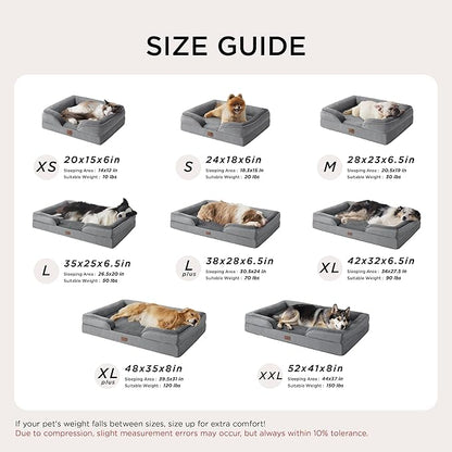 Bedsure Orthopedic Dog Bed Medium Size Dogs - Washable Medium Dog Cat Bed Waterproof, Comfort Pet Couch Sofa with Washable Removable Cover, Pets Bed with Nonskid Bottom, Grey, 28"