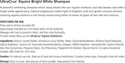 UltraCruz Equine Bright White Horse Shampoo &amp; Conditioner Bundle, 32 oz Each with 16 oz Detangler