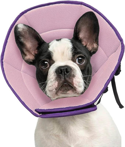 Dog Cone Collar M, Soft Cones for Large Medium Small Dogs,Adjustable Dog Cone Alternative to Stop Licking, Comfy Elizabethan Collar for After Surgery Wound Healing &amp; Hot Spots Purple