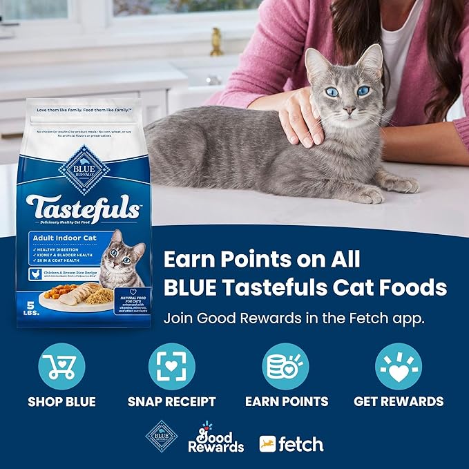 Blue Buffalo Blue Tastefuls Natural Adult Indoor Cat Chicken &amp; Brown Rice Recipe Food for Cats 10 lb
