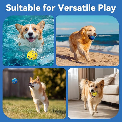 Indestructible Dog Ball Toy, Durable Dog Tennis Balls for Aggressive Chewers, High Bounce &amp; Floating Balls for Dogs, Jolly Ball for Fetch in Yard, Beach &amp; Pool(4 Pack)