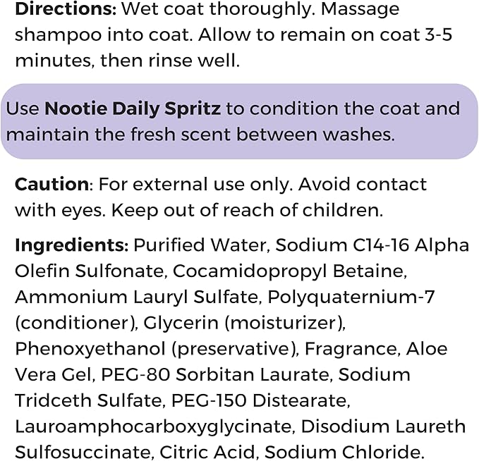 Nootie - Pet Shampoo for Sensitive Skin - Revitalizes Dry Skin &amp; Coat - Natural Ingredients - Gentle Dog Shampoo - Cleans &amp; Conditions 16 oz