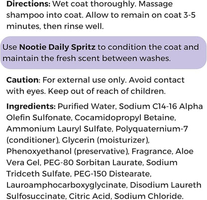 Nootie - Pet Shampoo for Sensitive Skin - Revitalizes Dry Skin &amp; Coat - Natural Ingredients - Gentle Dog Shampoo - Cleans &amp; Conditions 16 oz