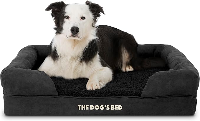 The Dog’s Bed, Large Black Faux PL 36x27, Memory Foam, Pain Relief: Arthritis, Hip &amp; Elbow Dysplasia, Post Surgery, Lameness, Supportive, Calming, Waterproof Washable Cover, Veterinary Approved