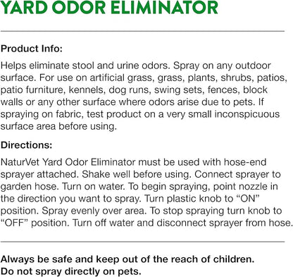NaturVet – Yard Odor Eliminator – Eliminate Stool and Urine Odors from Lawn and Yard – Designed for Use on Grass, Plants, Patios, Gravel, Concrete &amp; More – 31.6 oz Ready-to-Use with Nozzle