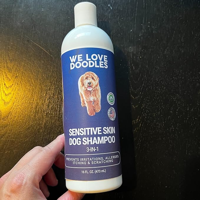 Premium 3-in-1 Sensitive Skin Dog Shampoo, Great for Allergies, Itching, Scratching, Anti-Itch Shampoo for Dogs with Oatmeal &amp; Aloe, Made in USA, Natural Ingredients, 16 oz [We Love Doodles]