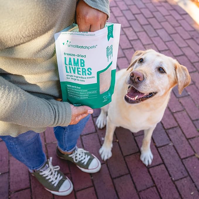 smallbatch Freeze Dried Dog Treats, Lamb Liver Treats for Dogs &amp; Cats, High Protein, Single Ingredient Dog Treat for Training or Food Topper, Natural, Humanely Sourced Meat, Made in The USA, 4 oz