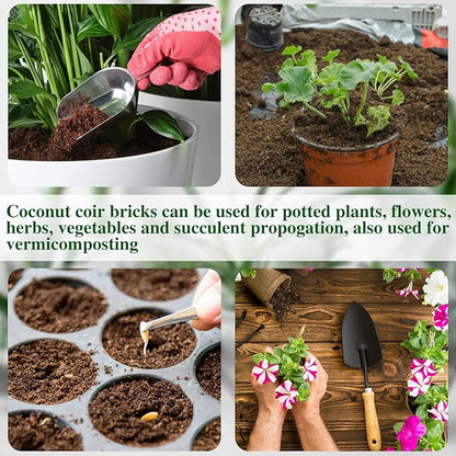 ZeeDix 10 Pack Premium Coco Coir Brick, Organic Compressed Coconut Coir Bricks Seed Starter Potting Soil for Plants, Coconut Fiber Substrate with Low EC &amp; pH Balance for Gardening Flower Herbs
