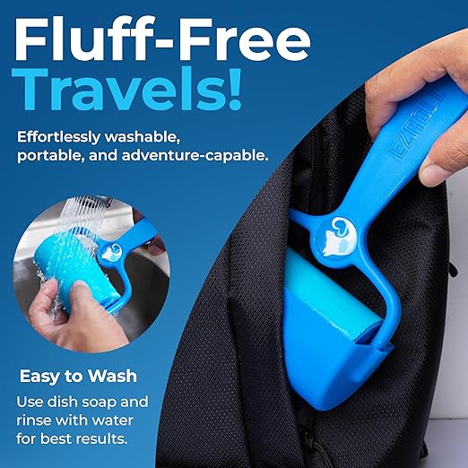 PetLovers EzRoll Reusable Lint Roller - Sticky for Life &amp; Multi-Purpose Pet Hair, Dust, &amp; Lint Remover for Clothing, Upholstery, &amp; Cars - Sustainable, Washable &amp; Efficient
