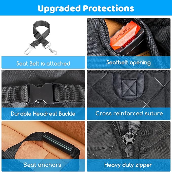 URPOWER Back Seat Extender for Dogs - Hard Bottom Dog Car Seat Cover Holds 420 lbs, Waterproof Dog Hammock Dogs Bed for Cars, SUVs &amp; Small Trucks, Pet Backseat Protector with Mesh Window &amp; Large Space