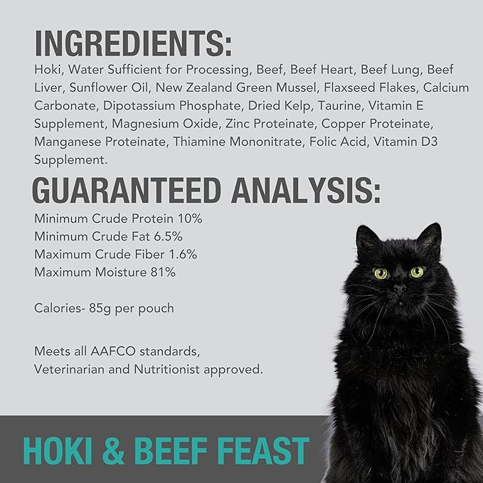 Feline Natural Wet Cat Food Variety Pack - Chicken, Lamb, Salmon &amp; Beef Feast, Grain-Free, 3oz Pouches, New Zealand Made, Assorted Single Serve Pates (12 Pack)