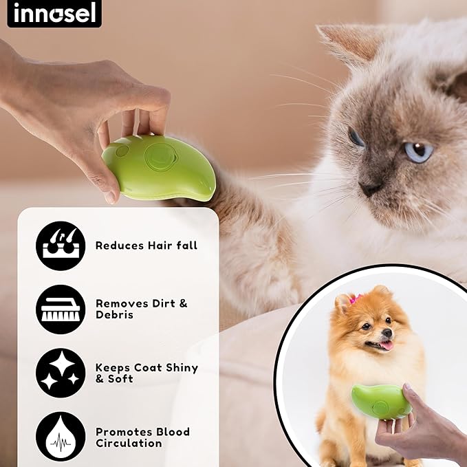 Cat Steam Brush for Shedding, Steamy Grooming Comb with Anti-Static Spray for Cats &amp; Dogs, Gentle Defur Comb for Tangled &amp; Loose Hair, Ergonomic Pet Mist Brush Design, Cepillo de Vapor para Gato Perro