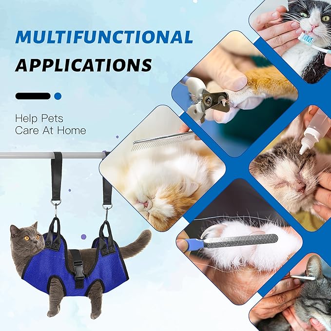 PatiencET Dog Grooming Hammock, Pet Grooming Hammock for Cats &amp; Dogs, Dog Holder for Nail Trimming, Cat Sling for Nail Trimming with Nail Clippers/Trimmer, Nail File, Pet Comb(XS)