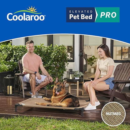 Coolaroo Pro Elevated Dog Bed - Low-Profile Access, Moisture-Resistant Cover, Breathable Fabric &amp; Tool-Free Setup, Nutmeg, Standard