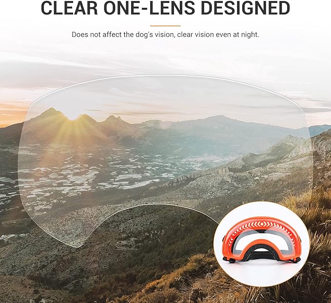 NAMSAN Clear Dog Goggles for Large Dogs, Wide Eyecup &amp; Soft Frame, Anti-UV Sunglasses for Dogs Medium to Large Breed, Driving Dog Eye Protection, Windproof Dustproof, Adjustable, Orange