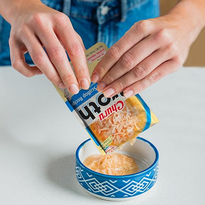 INABA Churu Broth for Cats, Side Dish Pouch, 1.4 Ounces per Pouch, 12 Pouches, Chicken &amp; Tuna Recipe