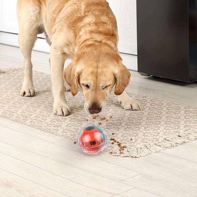 PrimePets Dog Treat Ball, Adjustable Food Dispensing Interactive Toys, Slow Feeder Treat Ball, 4.8&