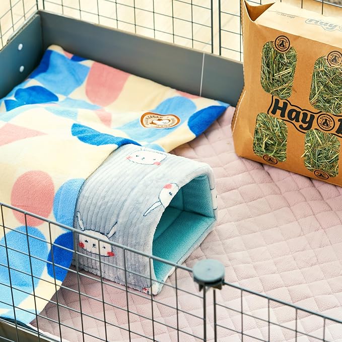 GuineaDad Premium Liner – Fleece Guinea Pig Cage Liner – Ultra-Plush Reusable Fleece Bedding with Waterproof Bottom – Extra Absorbent Liner for 2x4 C&amp;C Cage (Rainy Day)