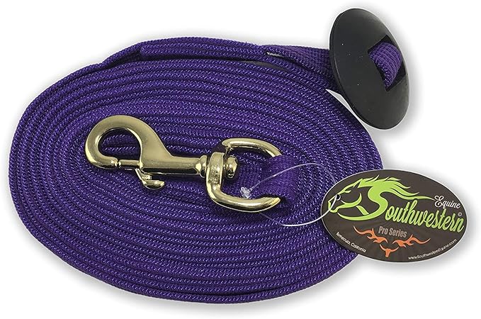 Southwestern Equine Lunge Line for Horses Cotton Horse Lunge Line with Bolt Snap &amp; Rubber Stop (Purple, 24&