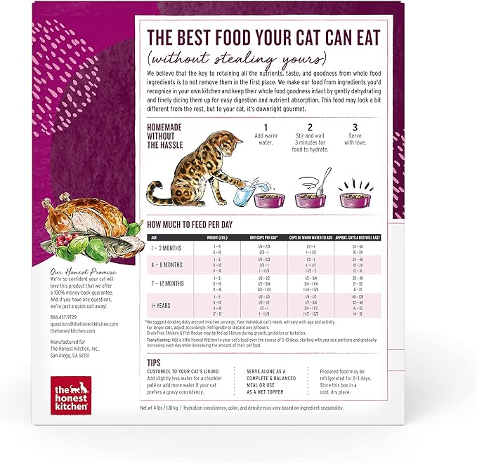 The Honest Kitchen Dehydrated Grain Free Chicken &amp; Fish Cat Food, 4 lb Box
