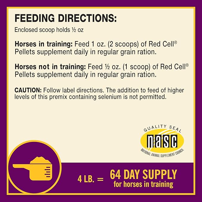 Farnam Horse Health Red Cell Pellets, Vitamin-Iron-Mineral Supplement for Horses, Helps Fill Important Nutritional Gaps in Horse&