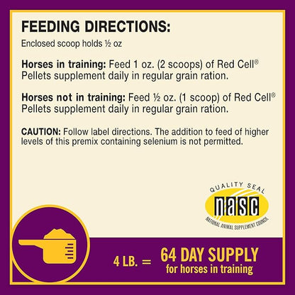 Farnam Horse Health Red Cell Pellets, Vitamin-Iron-Mineral Supplement for Horses, Helps Fill Important Nutritional Gaps in Horse&