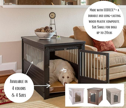 New Age Pet ECOFLEX Dog Crate End Table - Furniture-Style Pet Crate for Crate Trained Dogs - Stainless Steel Tubing &amp; a Latched Closure - 10 Year Manufacturer&