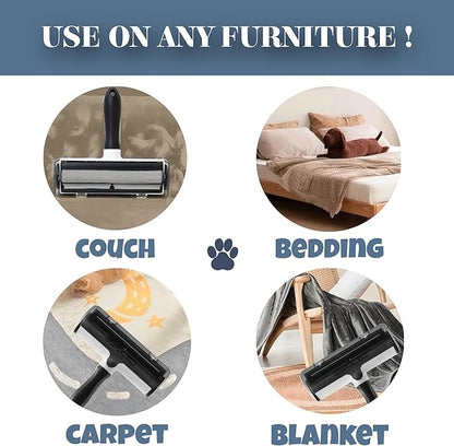 Ruff’N’Meow Pet Hair Remover Tool – Reusable Lint Roller for Dog &amp; Cat Hair – Multi-Surface Fur Remover for Couch, Furniture, Carpet, Bedding &amp; Car – Portable Pet Owner Essential – Built-in Fur Bin
