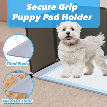 TidyFriend Litter Box Splash Guard, Litter Box Pee Shields for Dogs, Easy to Clean Indoor Dog Fence with Puppy Pee Pad Holder Tray Fits for 24” x 24” Peepads