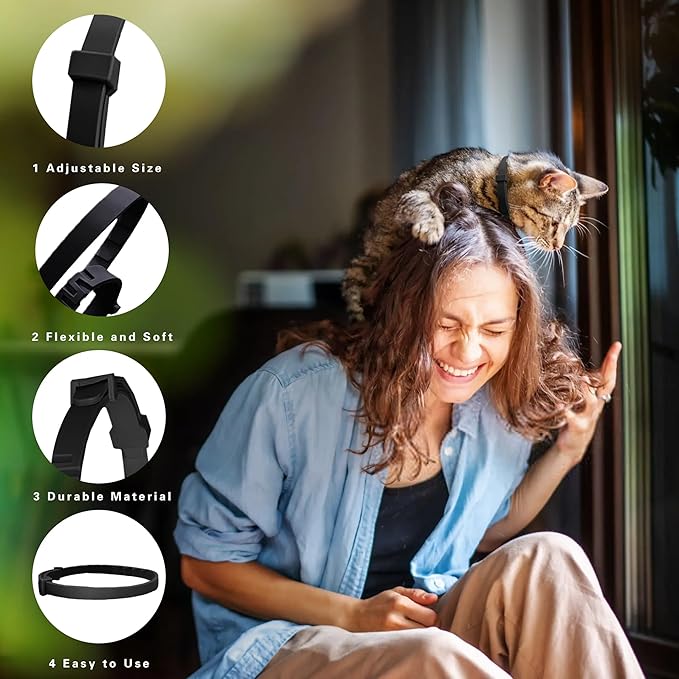 Simnice Calming Collar for Cats - 4 Pack, Adjustable Calming Collar for Cats - Pheromone Cat Collars for Anxiety &amp; Stress Relief, Water-Resistant &amp; Long-Lasting Effect (Black)