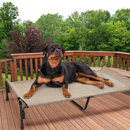 Veehoo XXL Outdoor Elevated Dog Bed, Raised Dog Cot for Extra Large Dogs, Cooling Washable Waterproof Pet Hammock Beds with Slope Headrest, Breathable Mesh and Sturdy Frame, XX-Large, CWC2204