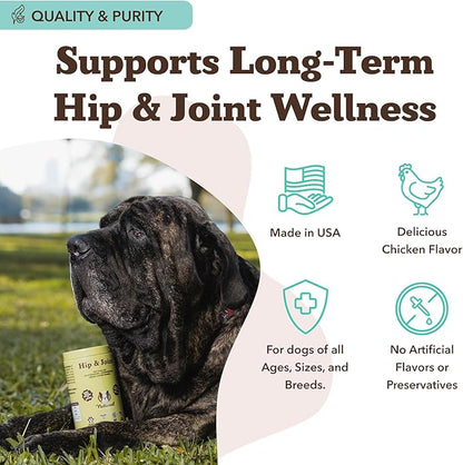 Natural Dog Company Hip &amp; Joint Chews for Dogs with Glucosamine for Dogs + Chondroitin, MSM &amp; Turmeric, Supports Mobility &amp; Reduces Discomfort, Stiffness, Natural Pain Relief Joint Supplement. 180 Ct