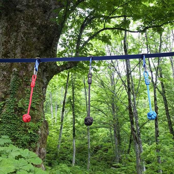 Rainbow Craft 3-Pack Ninja Fist Holds for Warrior Obstacle Course - Slackline &amp; Monkey Bar Accessories, Kids Backyard Ninja Training Equipment