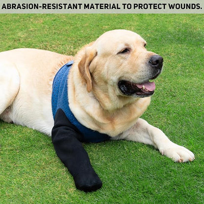 COODEO Dog Socks to Prevent Licking Paws, Healing Boots &amp; Paw Protectors with Non-Slip Bottoms for Wound Protection, Waterproof Sleeve Shoes for Licking（Blue，XL_Right