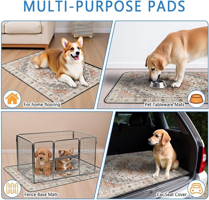 Washable Pee Pads for Dogs 2 Pack, Absorbent Reusable Puppy Pads Waterproof, Leakproof &amp; Non-Slip Whelping Pad, Potty Training Pads for Dogs Playpen Mat 24x36