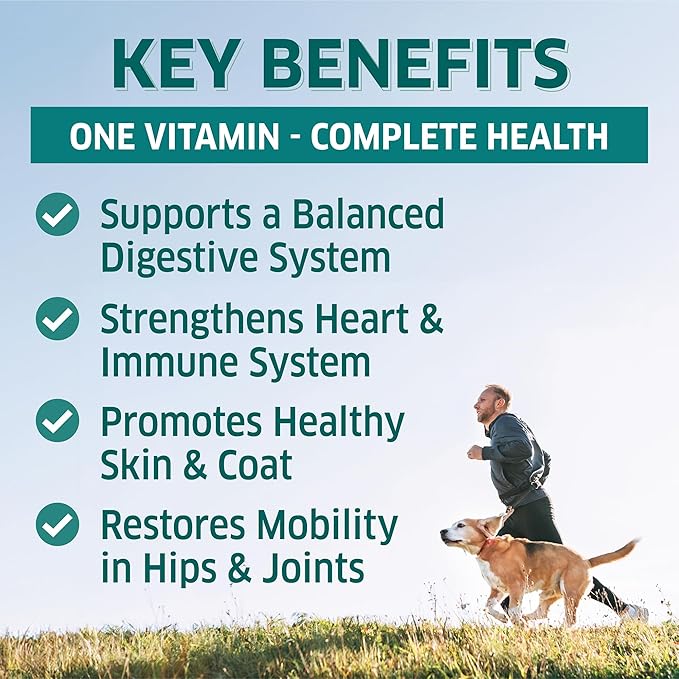 Dog Multivitamin - Dog Vitamins and Supplements - Digestive Enzymes &amp; Probiotics - Probiotics for Dogs - for Skin and Coat Allergies - Immune System &amp; Overall Health - 120 Soft Chew Dog Treats