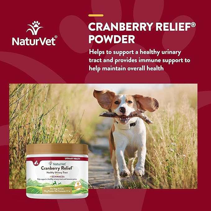 NaturVet – Cranberry Relief Plus Echinacea | Helps Support a Healthy Urinary Tract &amp; Immune System (50g Powder)