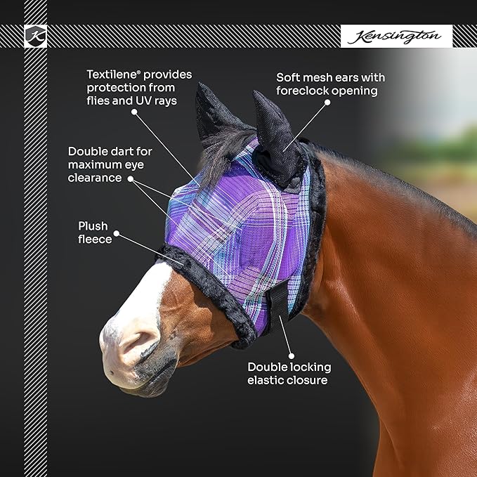 Kensington Signature Fly Mask w/Plush Fleece &amp; Ears w/Forelock Hole Size